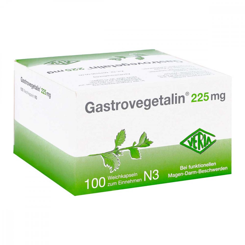 Das Produktfoto zeigt Gastrovegetalin 225 Mg Weichkapseln (100 stk) PZN 07296713
