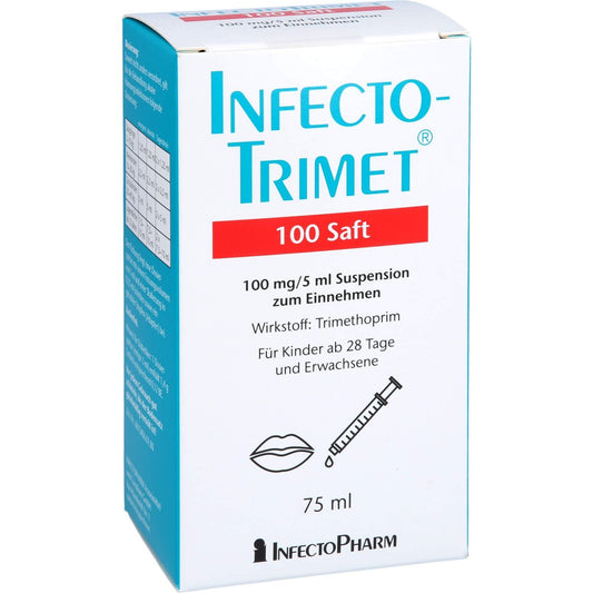 Das Produktfoto zeigt Infectotrimet 100 Saft Suspension Zum Einnehmen (75 ml) PZN 07298391