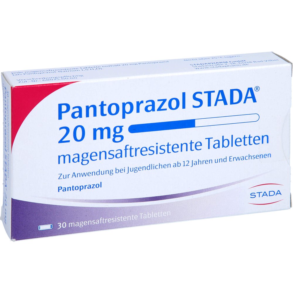 Das Produktfoto zeigt Pantoprazol Stada 20 Mg Magensaftres.Tabletten (30 stk) PZN 07305990