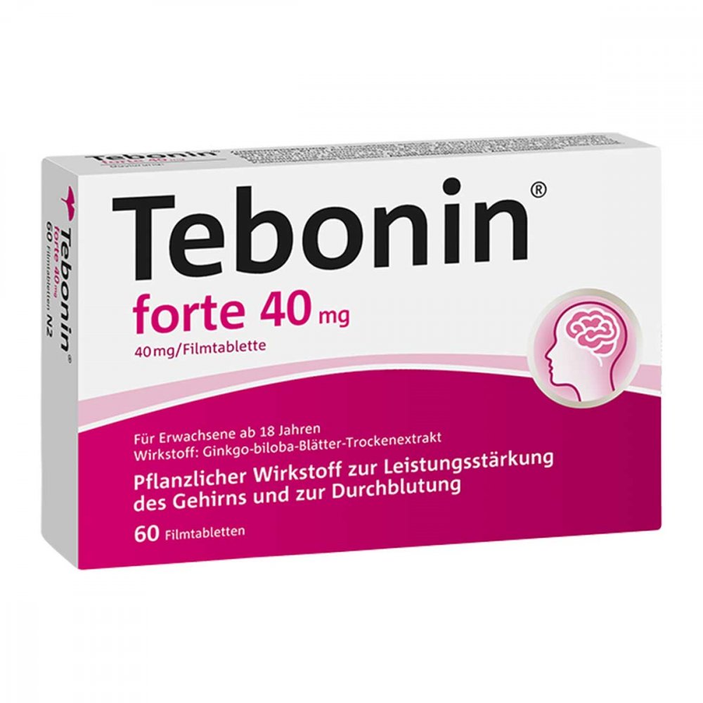 Das Produktfoto zeigt Tebonin Forte 40 Mg Filmtabletten (60 stk) PZN 07314374