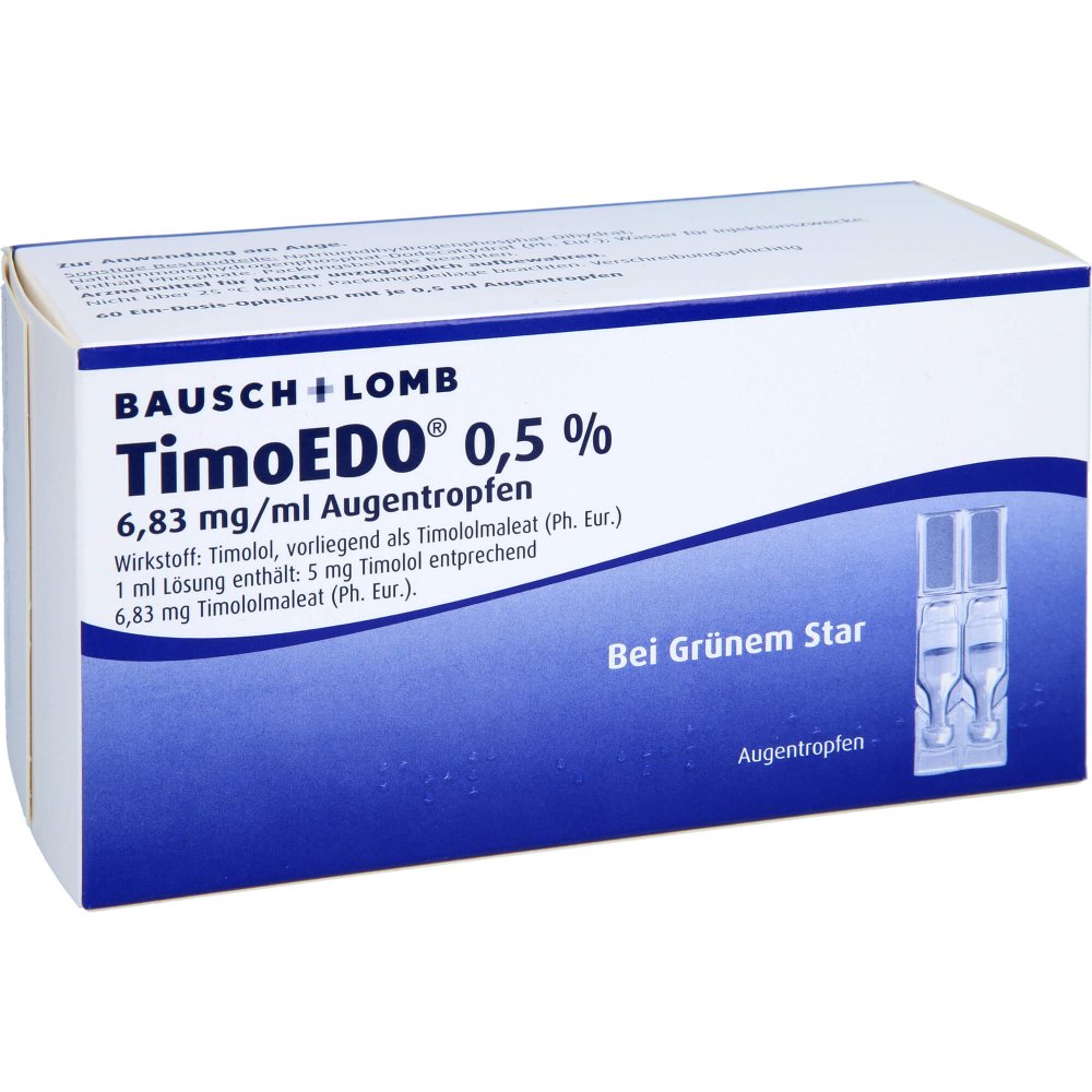 Das Produktfoto zeigt Timo Edo 0,5% Augentropfen (60X0.5 ml) PZN 07315215