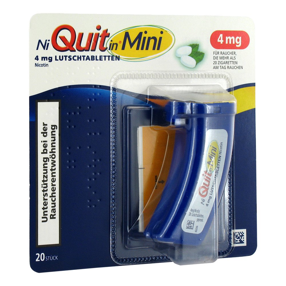 Das Produktfoto zeigt Niquitin Mini 4 Mg Lutschtabletten (20 stk) PZN 07319383
