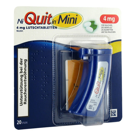 Das Produktfoto zeigt Niquitin Mini 4 Mg Lutschtabletten (20 stk) PZN 07319383