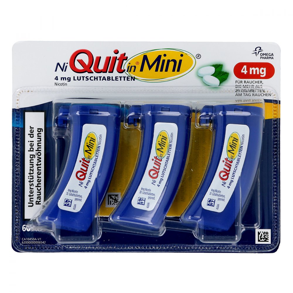 Das Produktfoto zeigt Niquitin Mini 4 Mg Lutschtabletten (60 stk) PZN 07319414