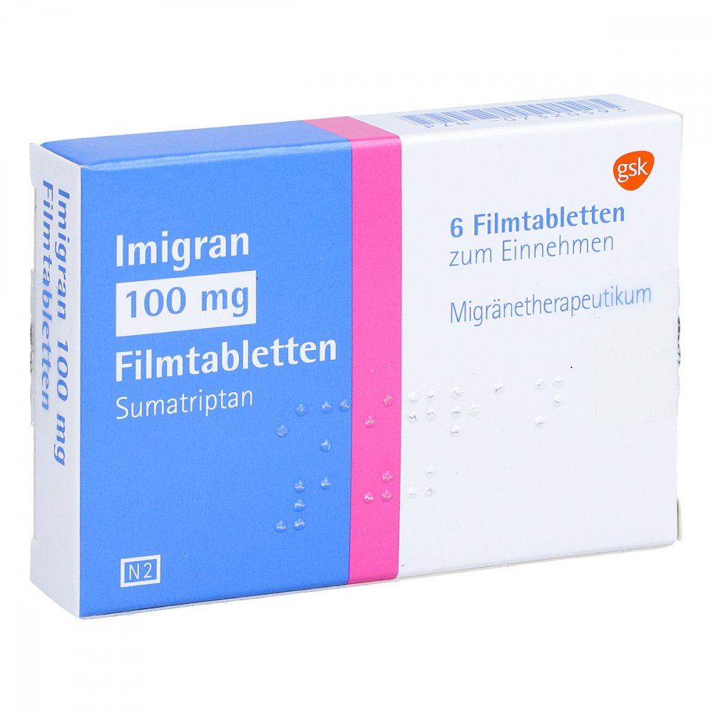 Das Produktfoto zeigt Imigran 100 Mg Filmtabletten (6 stk) PZN 07320593