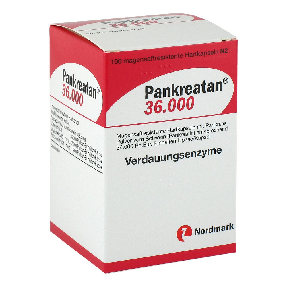 Das Produktfoto zeigt Pankreatan 36.000 Magensaftresistente Hartkapseln (100 stk) PZN 07322132