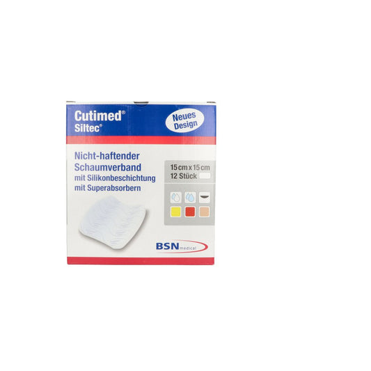 Das Produktfoto zeigt Cutimed Siltec Schaumverb.15x15 Cm Nicht Haftend (12 stk) PZN 07338015