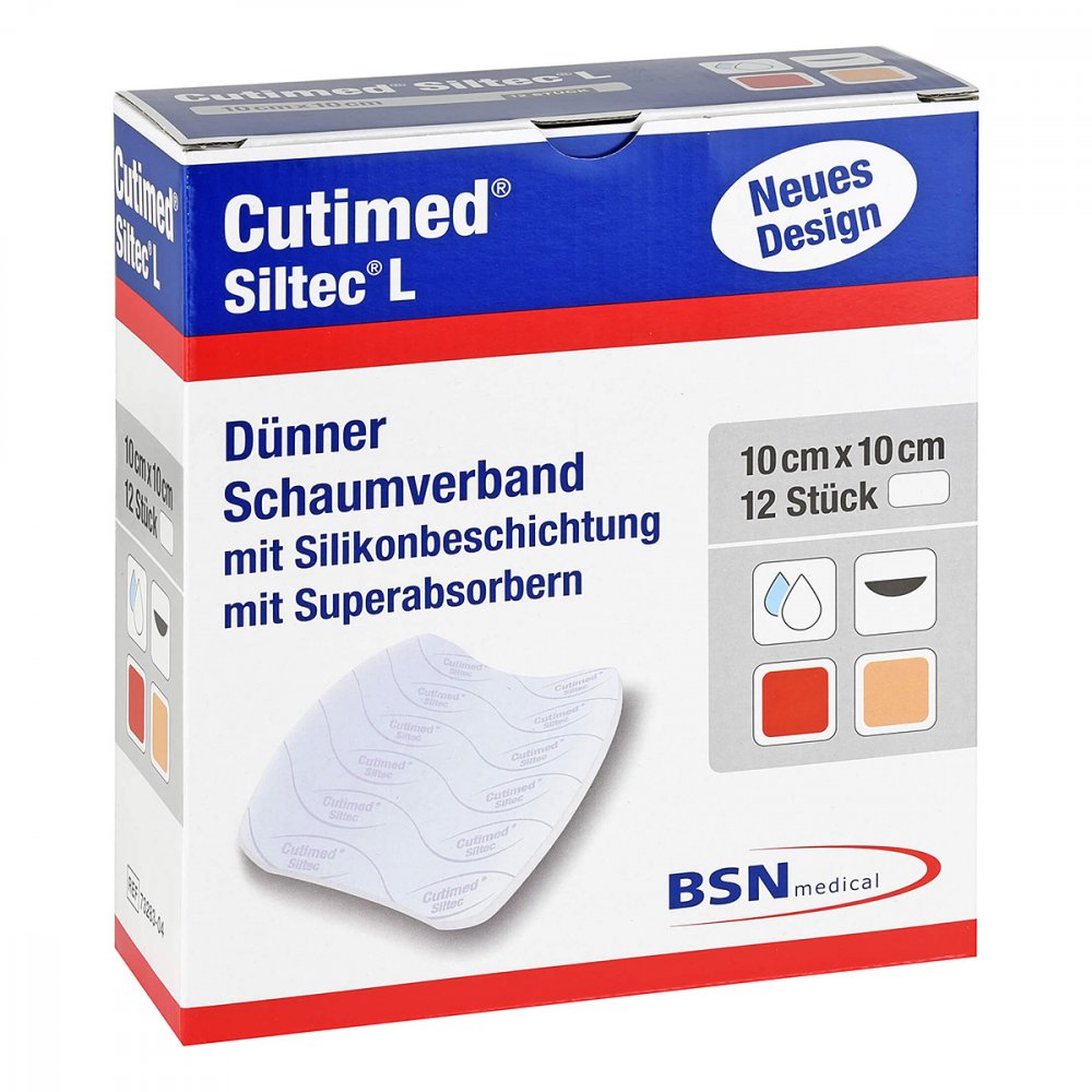 Cutimed Siltec L Schaumverb.10x10 Cm Dü.San.Haf. (12 stk)