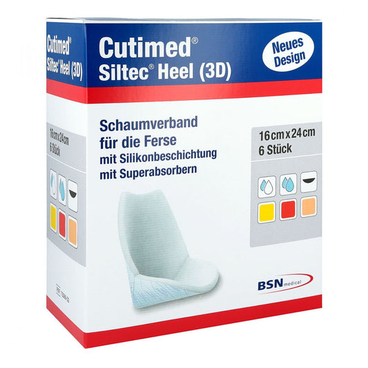 Das Produktfoto zeigt Cutimed Siltec Heel 3d 16x24 Cm Kompressen (6 stk) PZN 07342353
