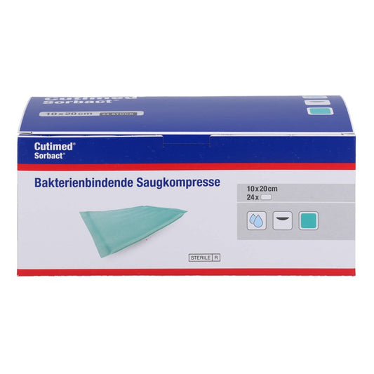 Das Produktfoto zeigt Cutimed Sorbact Saugkompressen 10x20 Cm (24 stk) PZN 07347161