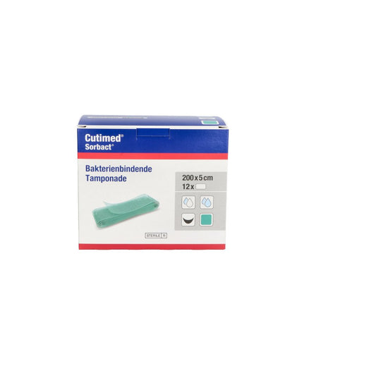 Das Produktfoto zeigt Cutimed Sorbact Tamponaden 5x200 Cm (12 stk) PZN 07351808