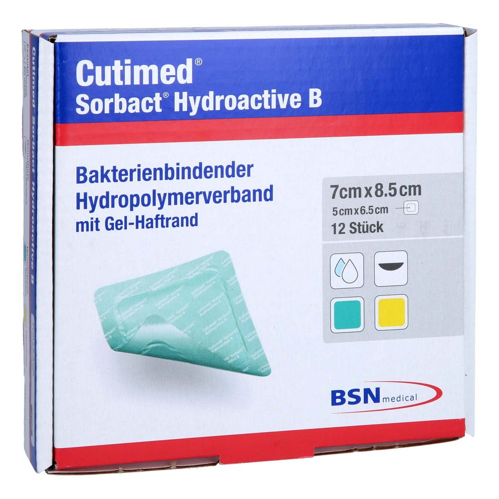 Cutimed Sorbact Hydroactive B Gel-V.7x8,5 Cm Haft. (12 stk)