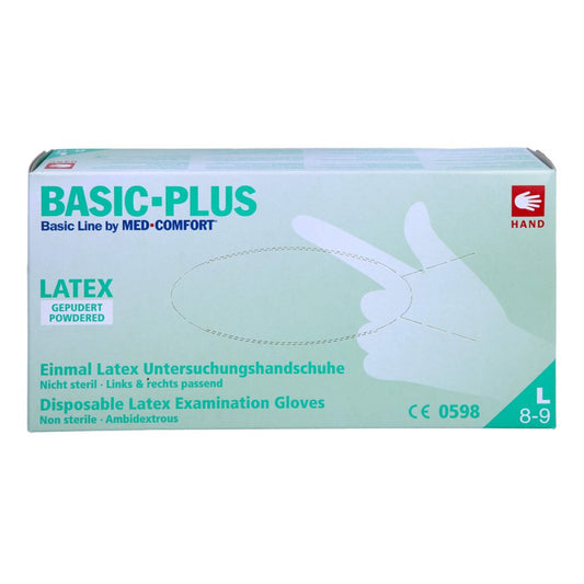 Das Produktfoto zeigt Handschuhe Unters.Latex Unsteril Groß (100 stk) PZN 07358667