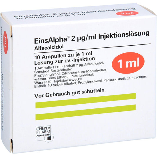Das Produktfoto zeigt Einsalpha 2 Μg/Ml Injektionslösung Amp. (10X1 ml) PZN 07368708