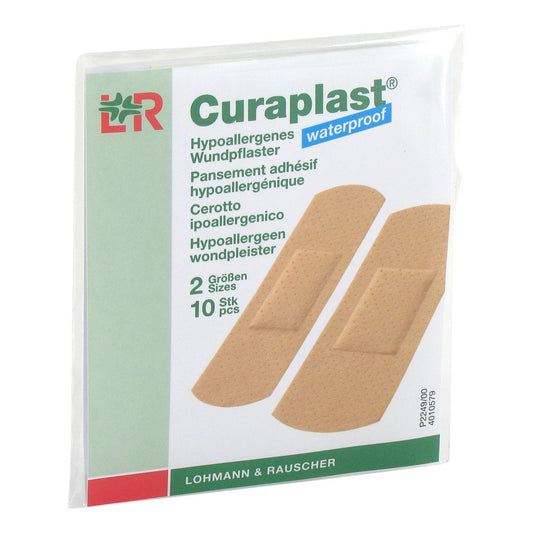 Das Produktfoto zeigt Curaplast Strips Wasserfest Sortiert (10 stk) PZN 07378569