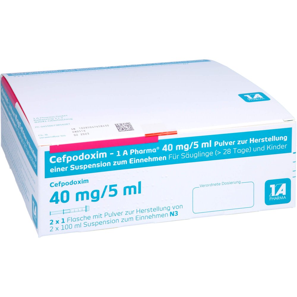 Cefpodoxim-1a Pharma 40mg/5ml Plv.Z.Susp.-Herst. (2X100 ml)