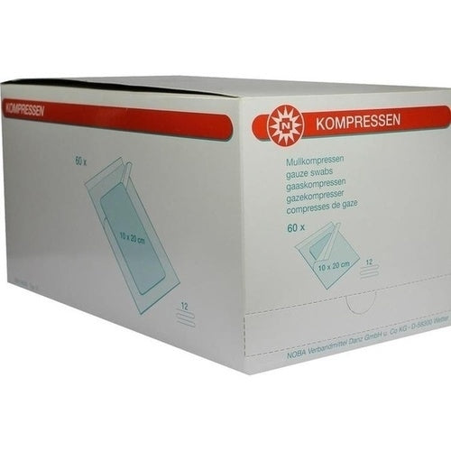 Das Produktfoto zeigt Mullkompressen 10x20 Cm Steril 12fach (60 stk) PZN 07385859
