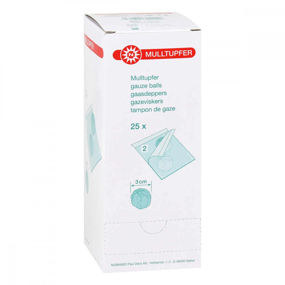 Das Produktfoto zeigt Mulltupfer Pflaumengroß Steril (25X2 stk) PZN 07386190