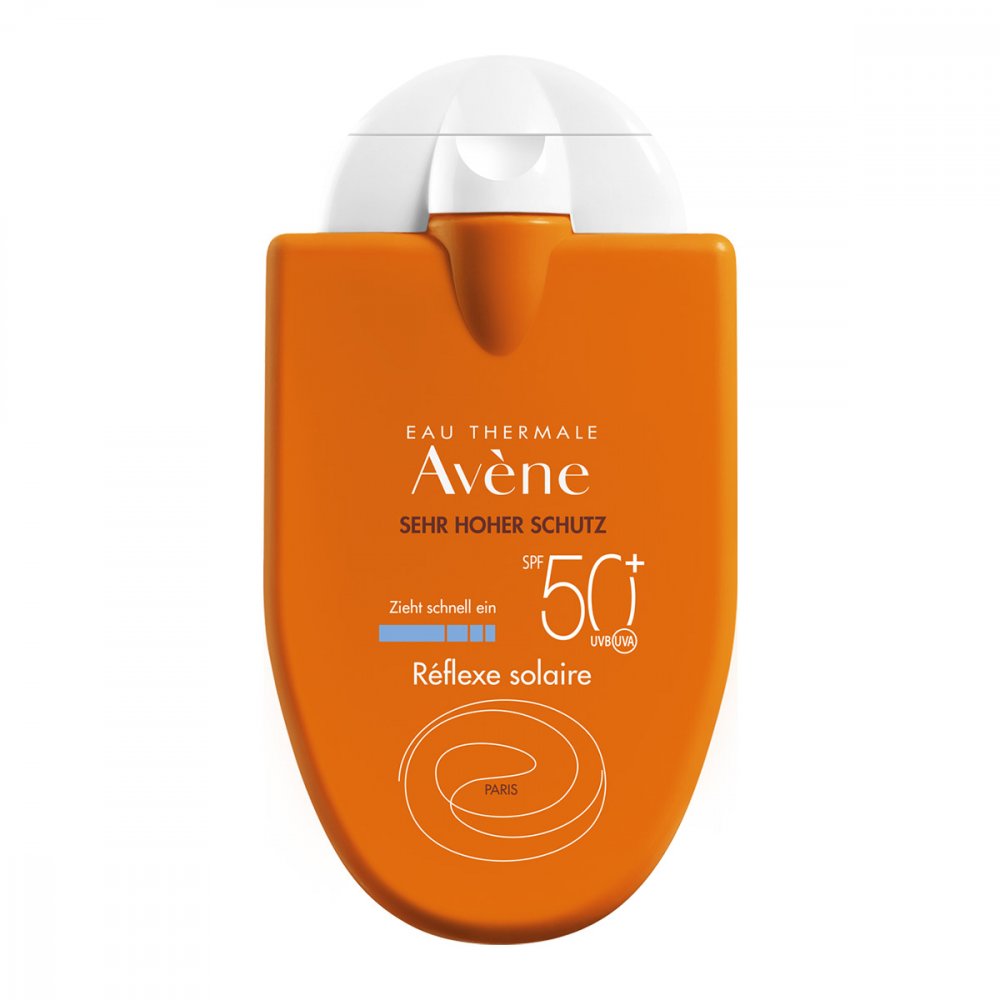 Das Produktfoto zeigt Avene Sunsitive Reflexe Solaire Emulsion Spf 50+ (30 ml) PZN 07388102