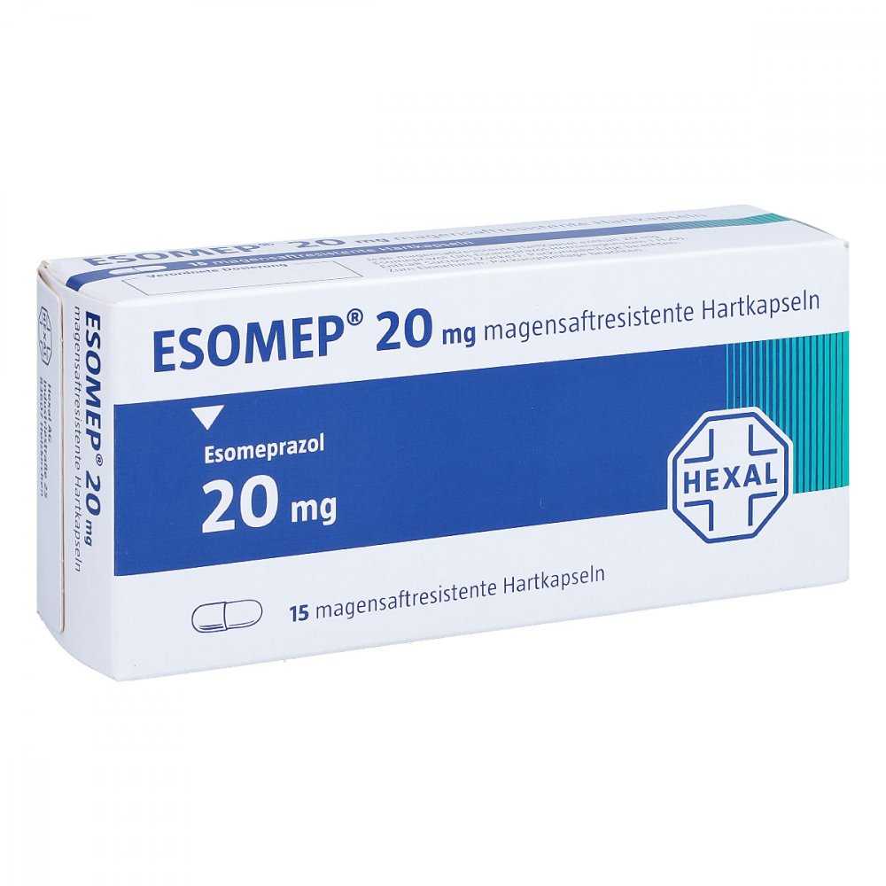 Das Produktfoto zeigt Esomep 20 Mg Magensaftresistente Hartkapseln (15 stk) PZN 07402090
