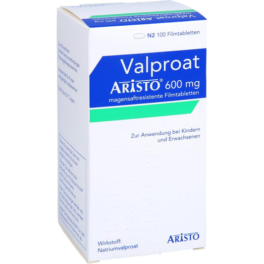 Das Produktfoto zeigt Valproat Aristo 600 Mg Magensaftres.Filmtabletten (100 stk) PZN 07415678