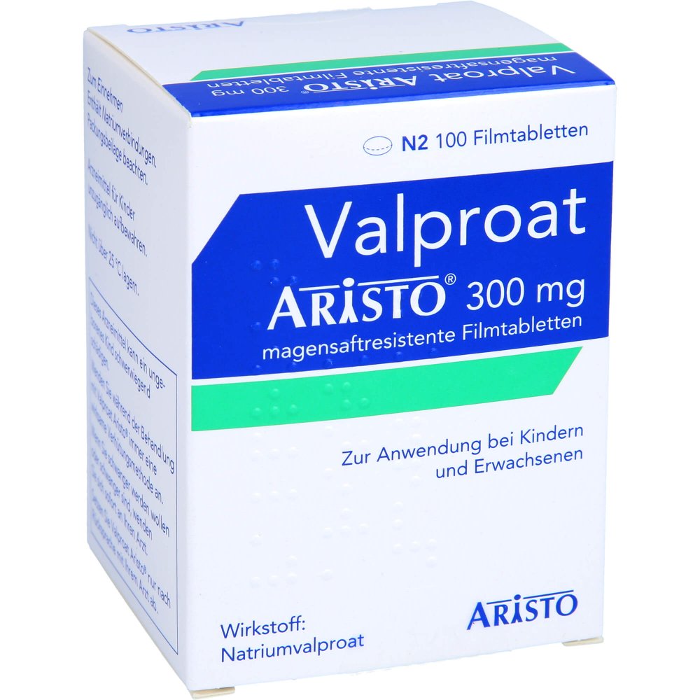 Das Produktfoto zeigt Valproat Aristo 300 Mg Magensaftres.Filmtabletten (100 stk) PZN 07415690