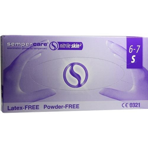Das Produktfoto zeigt Sempercare Nitrile Skin2 U.Handsch.Puderfr.Gr.S (200 stk) PZN 07418582