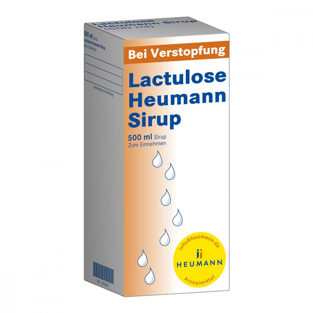 Das Produktfoto zeigt Lactulose Heumann Sirup (500 ml) PZN 07422690