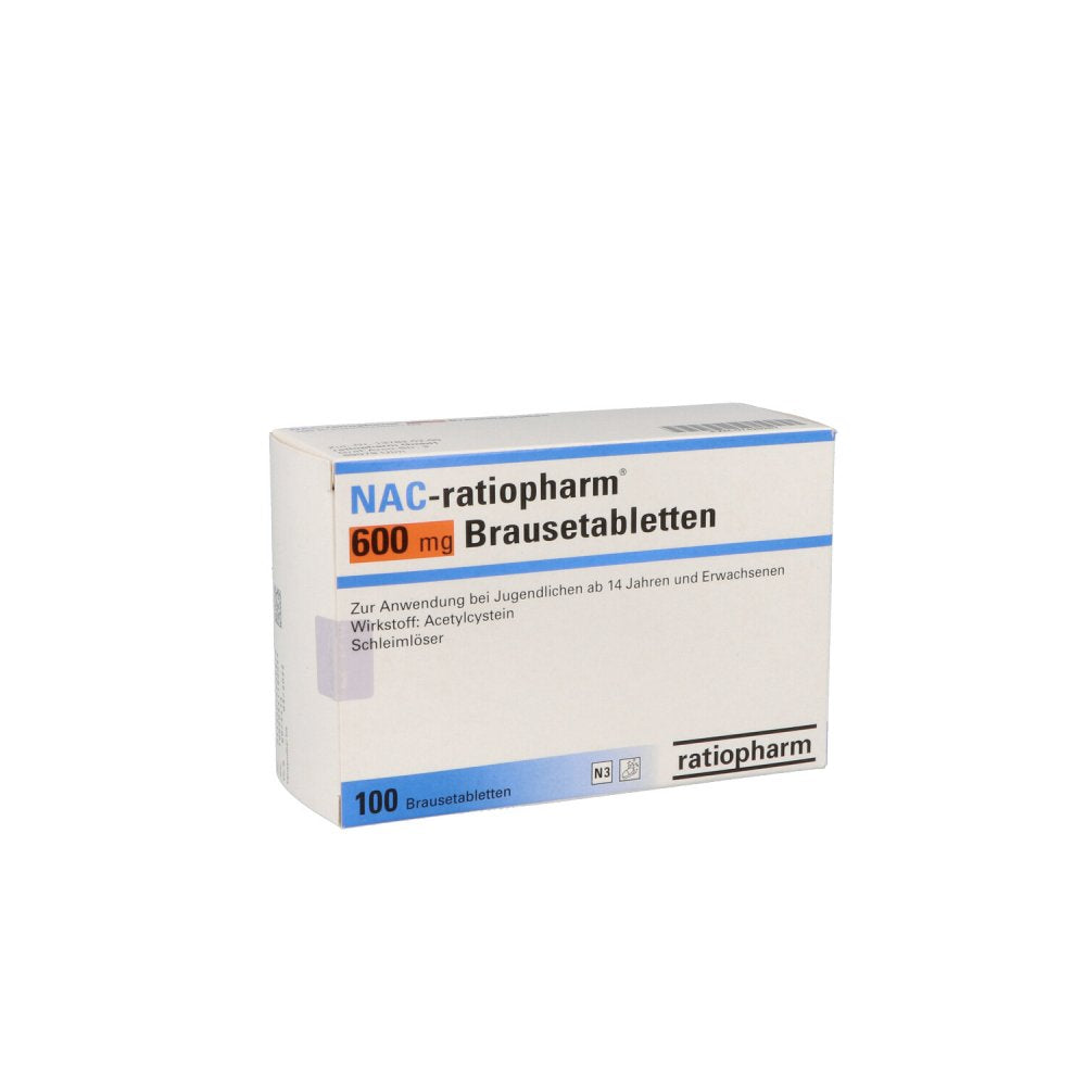 Das Produktfoto zeigt Nac-Ratiopharm 600 Mg Brausetabletten (100 stk) PZN 07423287