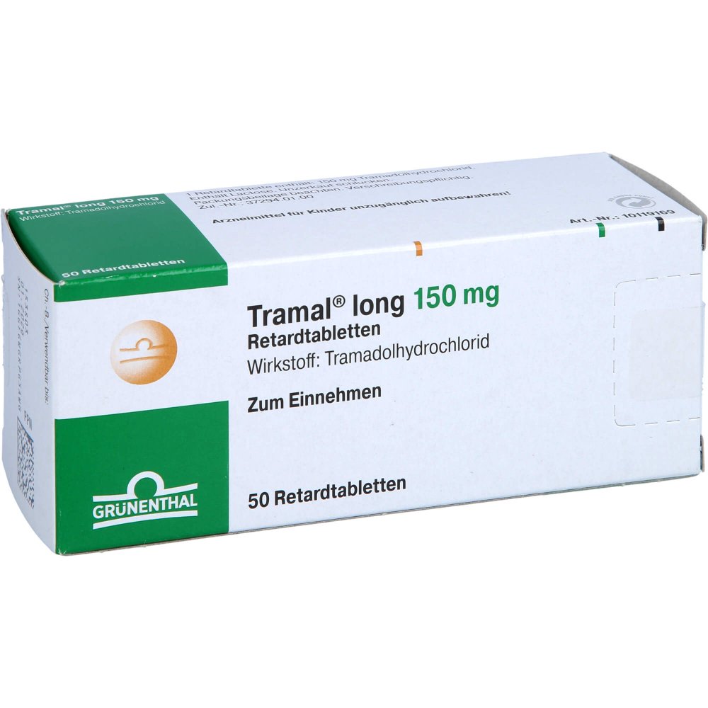Das Produktfoto zeigt Tramal Long 150 Mg Retardtabletten (50 stk) PZN 07428824