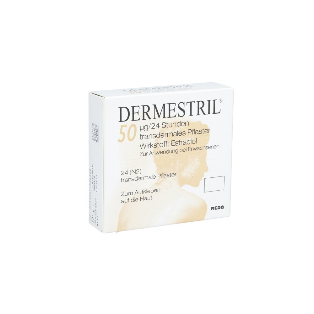 Das Produktfoto zeigt Dermestril 50μg/24 Stunden Transdermale Pflaster (24 stk) PZN 07453650