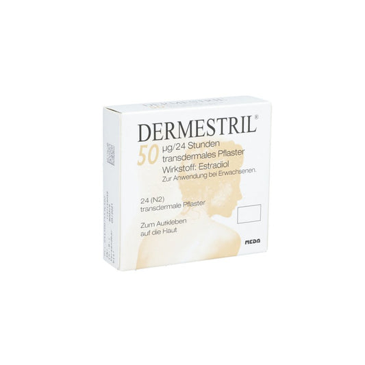 Das Produktfoto zeigt Dermestril 50μg/24 Stunden Transdermale Pflaster (24 stk) PZN 07453650
