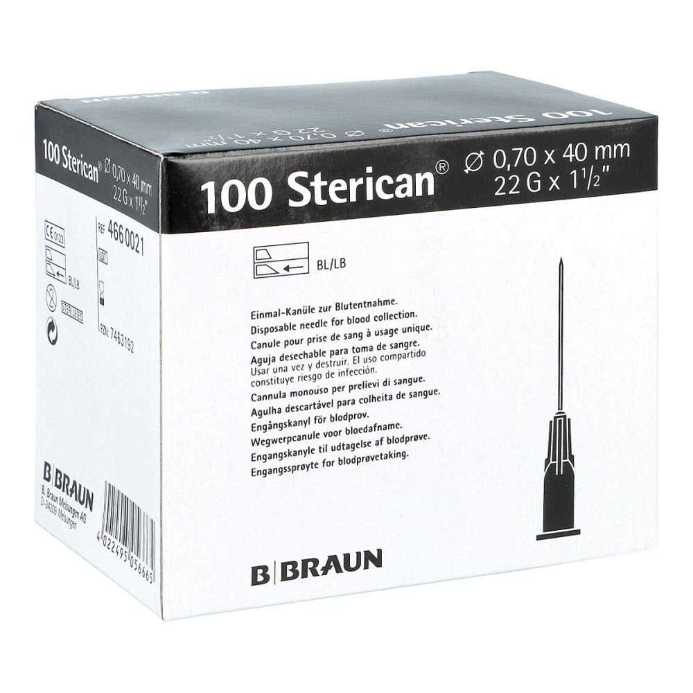 Das Produktfoto zeigt Sterican Kanülen 22 Gx1 1/2 0,7x40 Mm (100 stk) PZN 07463192