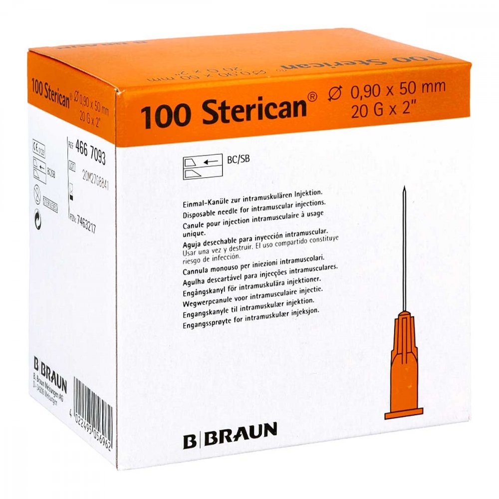 Das Produktfoto zeigt Sterican Kanülen 20 Gx2 0,9x50 Mm (100 stk) PZN 07463217