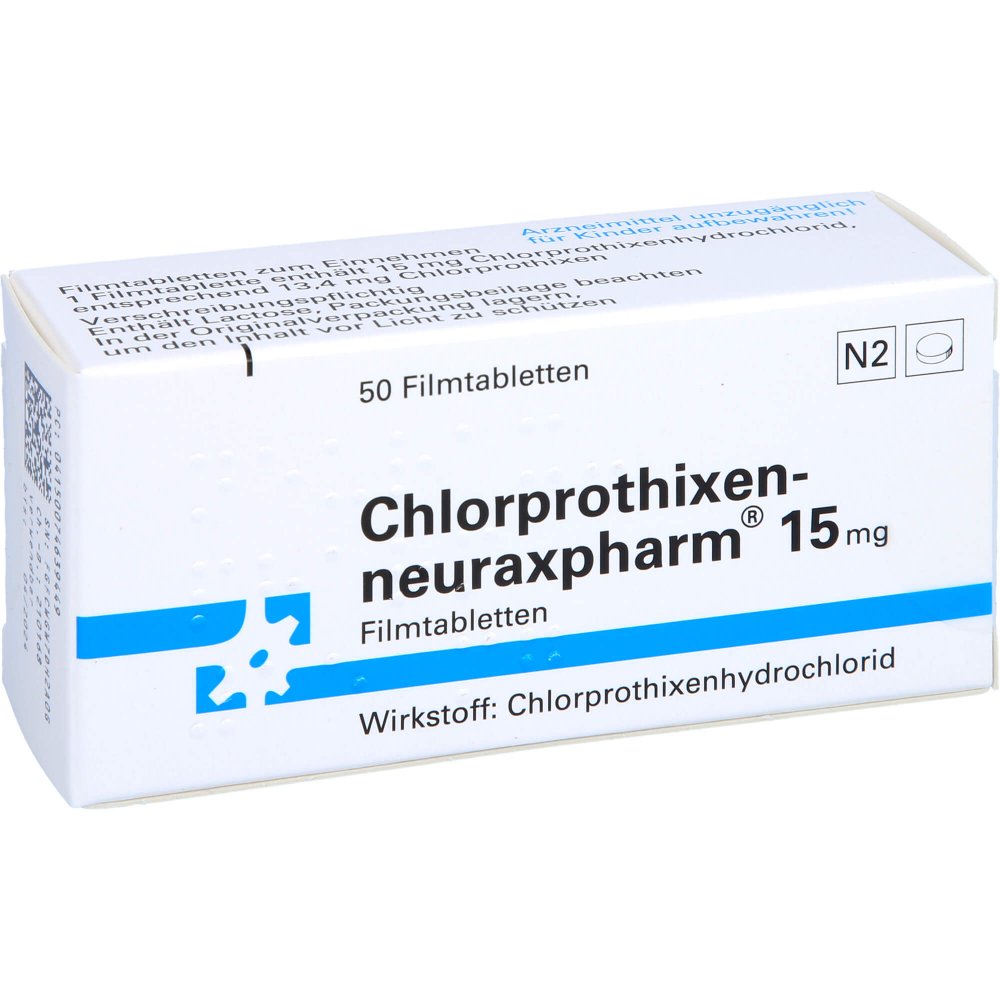 Das Produktfoto zeigt Chlorprothixen-Neuraxpharm 15 Mg Filmtabletten (50 stk) PZN 07463944