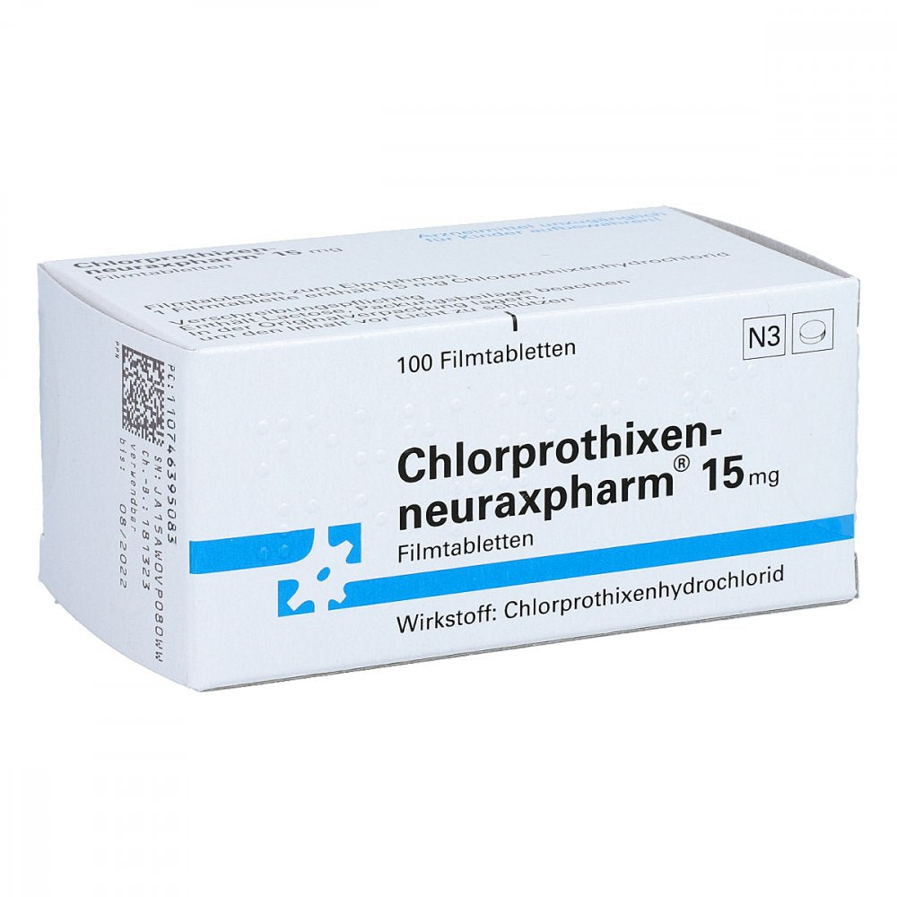 Das Produktfoto zeigt Chlorprothixen-Neuraxpharm 15 Mg Filmtabletten (100 stk) PZN 07463950