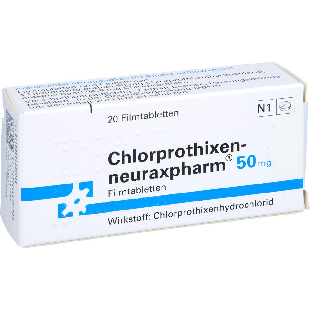 Das Produktfoto zeigt Chlorprothixen-Neuraxpharm 50 Mg Filmtabletten (20 stk) PZN 07463996