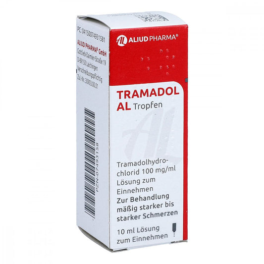 Das Produktfoto zeigt Tramadol Al Tropfen (10 ml) PZN 07493158