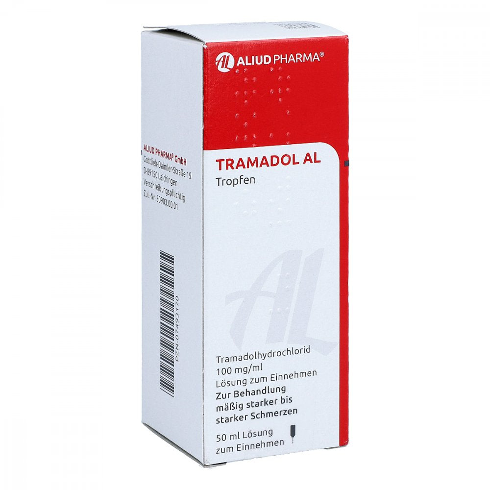 Das Produktfoto zeigt Tramadol Al Tropfen (50 ml) PZN 07493170