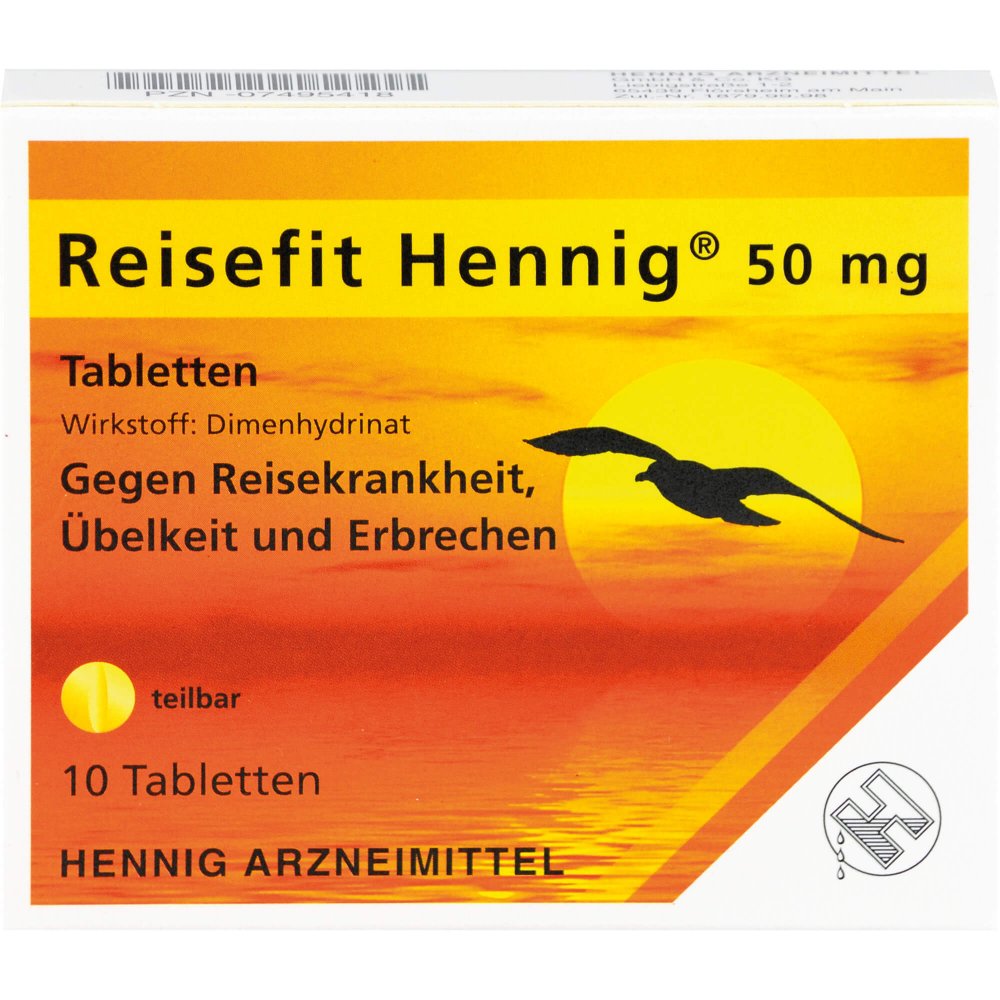 Das Produktfoto zeigt Reisefit Hennig 50 Mg Tabletten (10 stk) PZN 07495418
