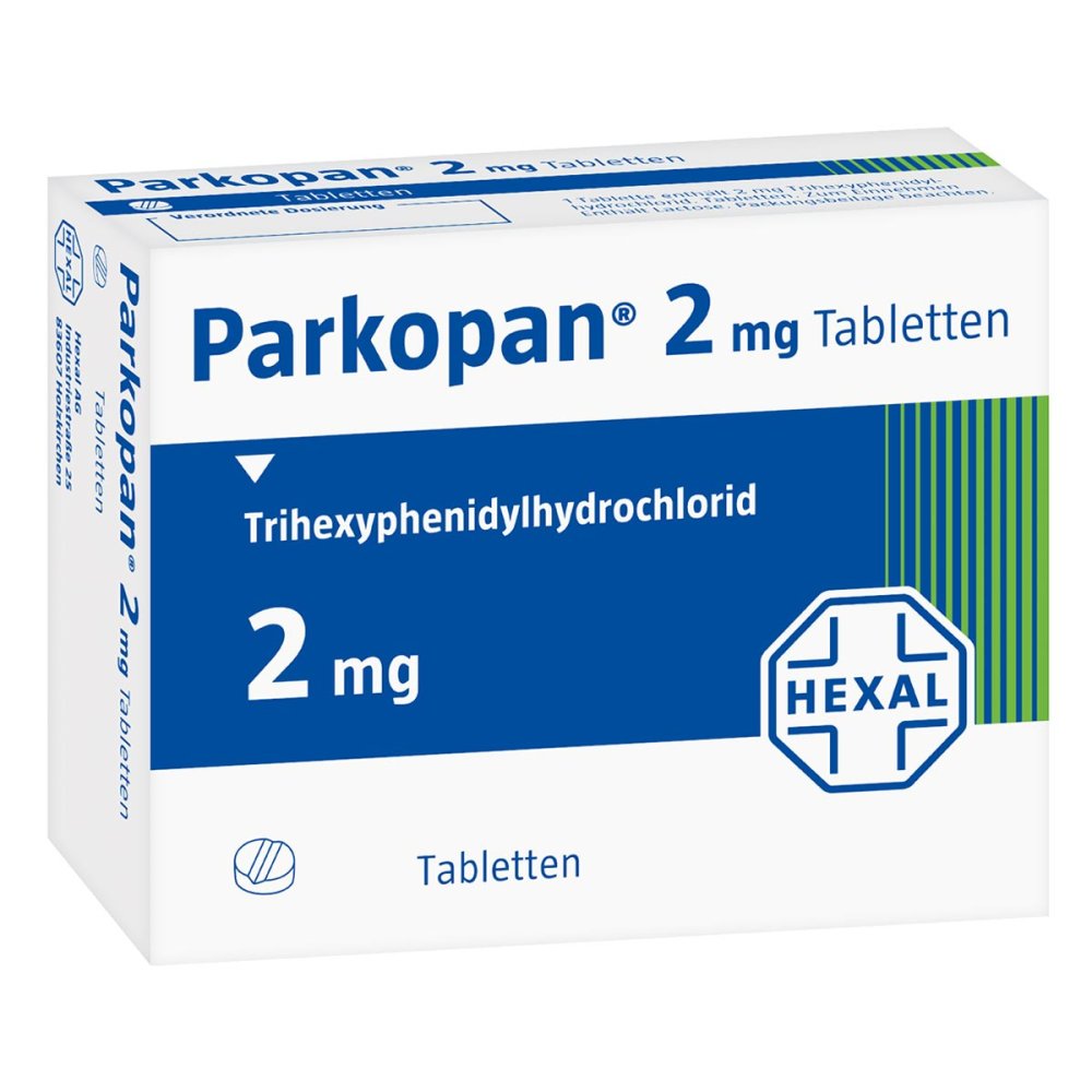 Das Produktfoto zeigt Parkopan 2 Mg Tabletten (50 stk) PZN 07508144