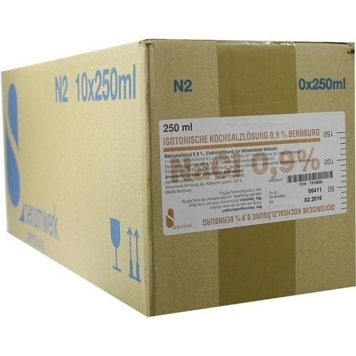 Das Produktfoto zeigt Isotonische Kochsalzlsg.0,9% Bernburg Inf.-L.Glas (10X250 ml) PZN 07510856