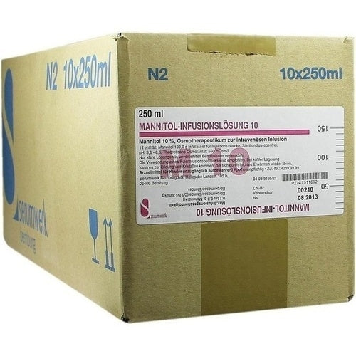 Das Produktfoto zeigt Mannitol Infusionslösung 10 (10X250 ml) PZN 07511092
