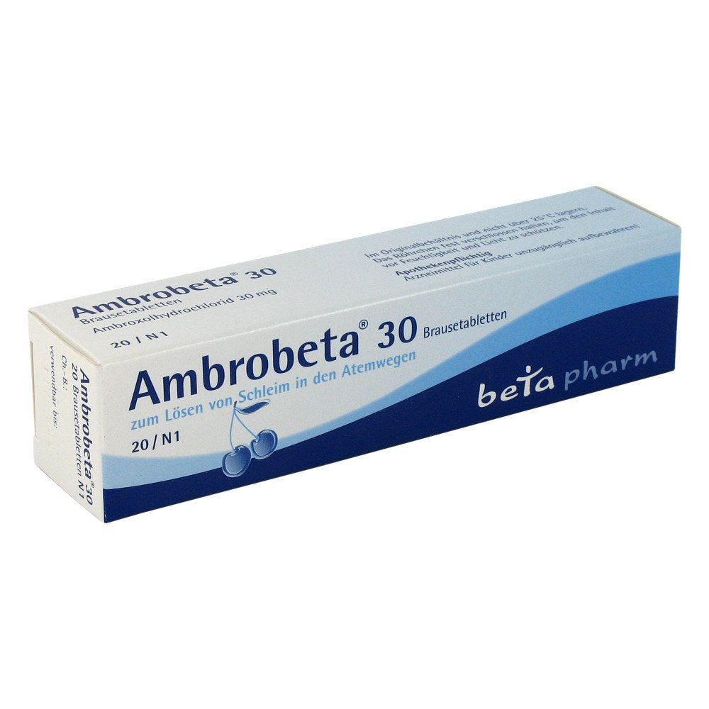Das Produktfoto zeigt Ambrobeta 30 Brausetabletten (20 stk) PZN 07522782