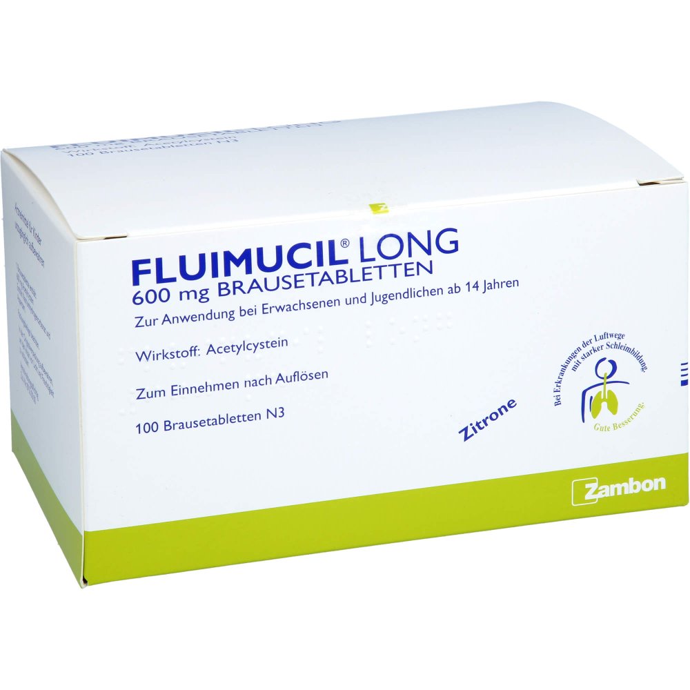 Das Produktfoto zeigt Fluimucil Long Brausetabletten (100 stk) PZN 07526455