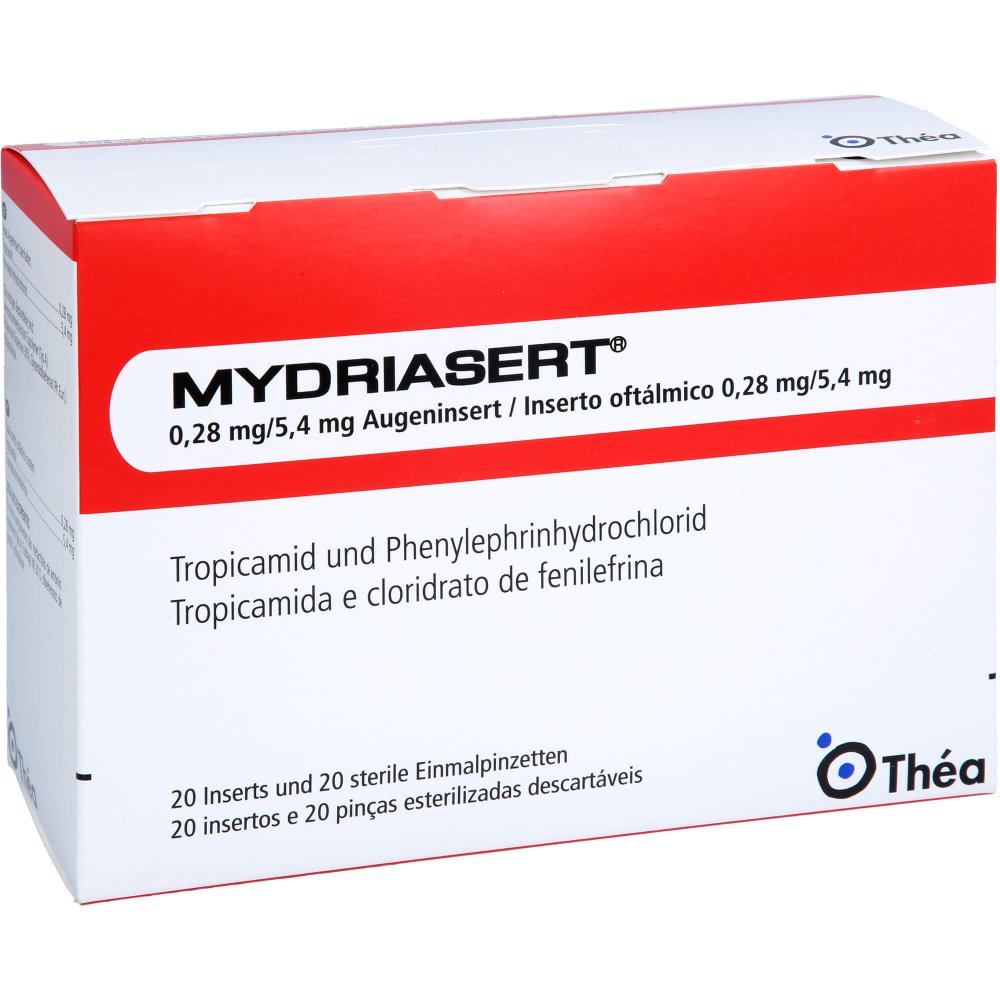 Das Produktfoto zeigt Mydriasert 0,28 Mg/5,4 Mg Augeninsert (20 stk) PZN 07532958