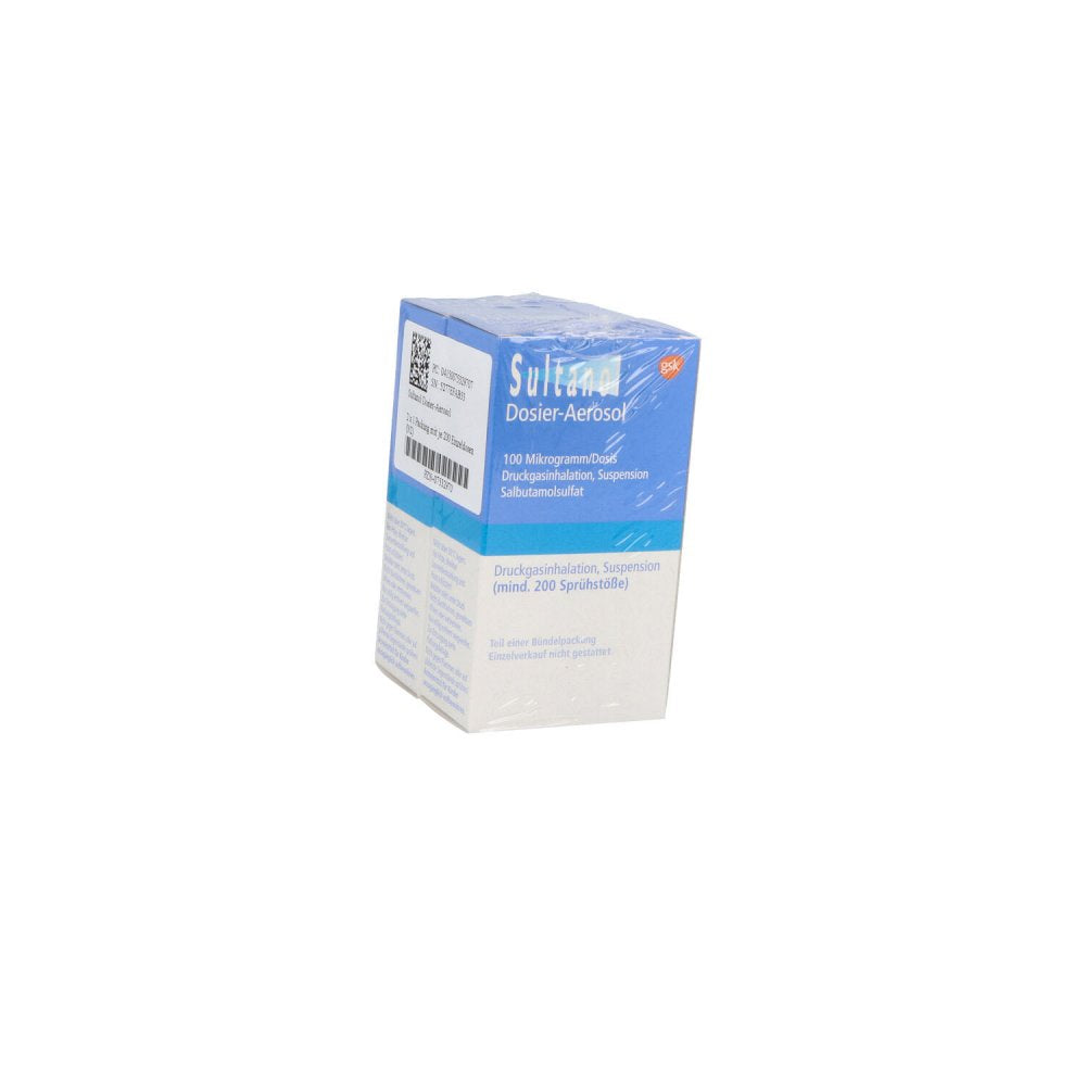 Das Produktfoto zeigt Sultanol Dosier Aerosol 200 Hub (2 stk) PZN 07532970