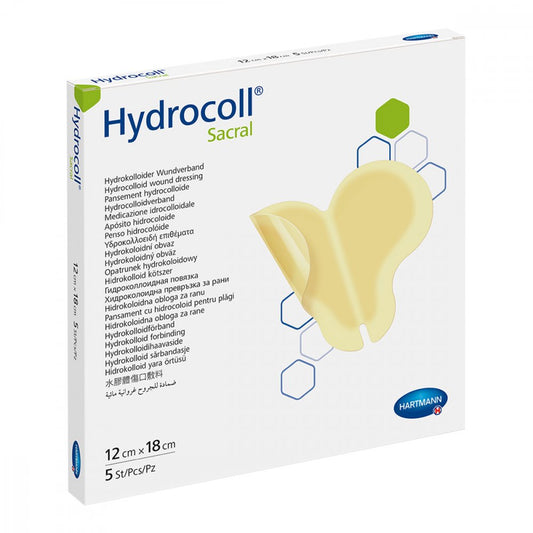Das Produktfoto zeigt Hydrocoll Sacral Wundverband 12x18 Cm (5 stk) PZN 07547664