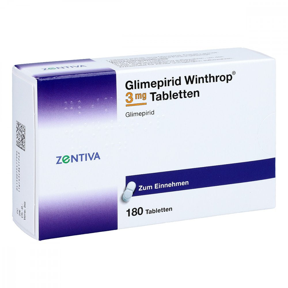 Das Produktfoto zeigt Glimepirid Winthrop 3 Mg Tabletten (180 stk) PZN 07547799