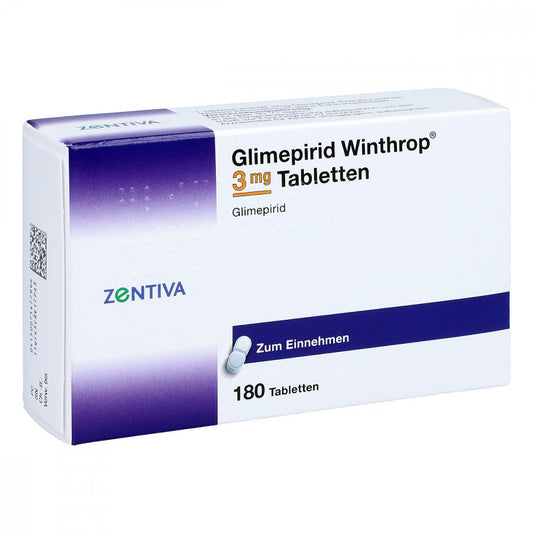 Das Produktfoto zeigt Glimepirid Winthrop 3 Mg Tabletten (180 stk) PZN 07547799